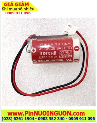 Maxell ER17/33 (Zắc SM2.54-3P), Pin nuôi nguồn Maxell ER17/33 dòng Lithium Thionyl Chloride 3.6v 2/3A 1600mAh _Xuất xứ Nhật